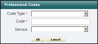 Org Services - Add User - Professional Codes